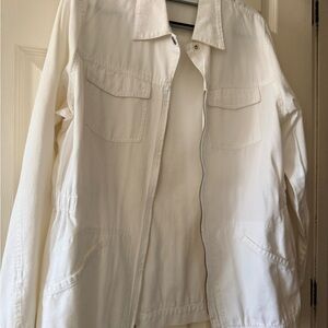 Anne Klein White Utility Zip-Front Jacket
